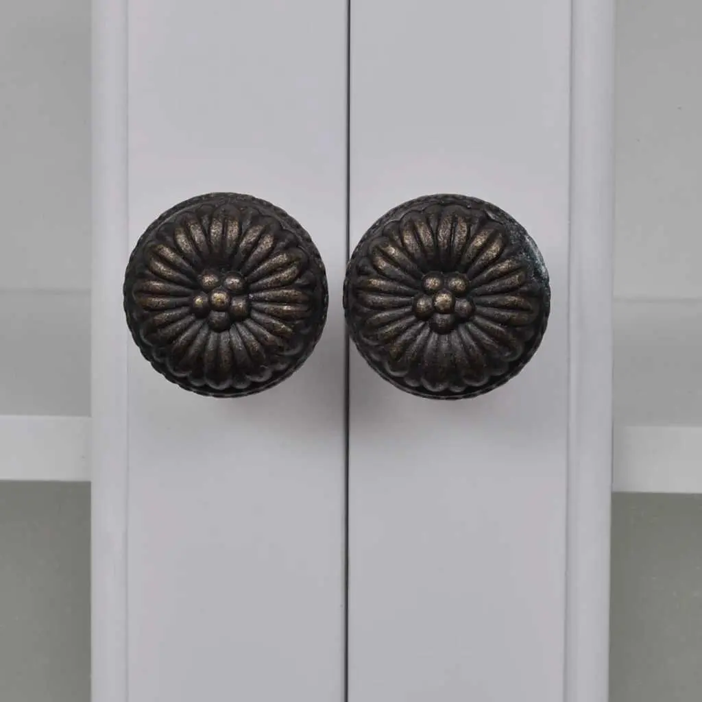 Wooden Kitchen Wall Cabinet for Storage with Glass Doors and Drawers 2 Shelves and Hooks