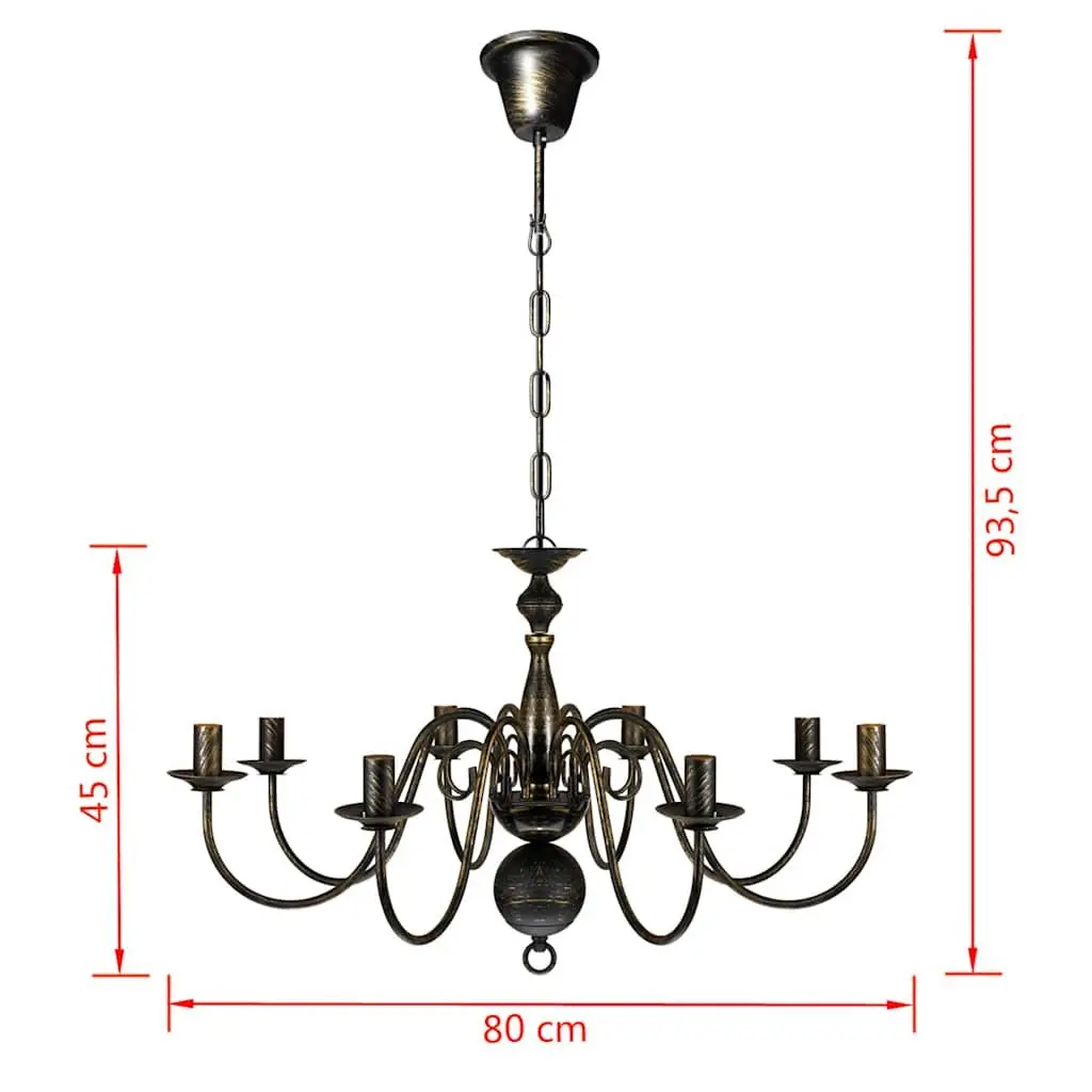 Antique Black Metal Chandelier 8 x E14 Pendant Lamp Ceiling Fixture Classic