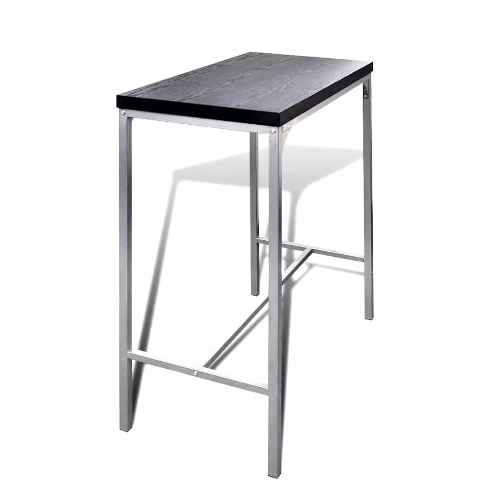 Counter Height Breakfast Bar Set Black Modern Kitchen Dining Table with 2 Stools