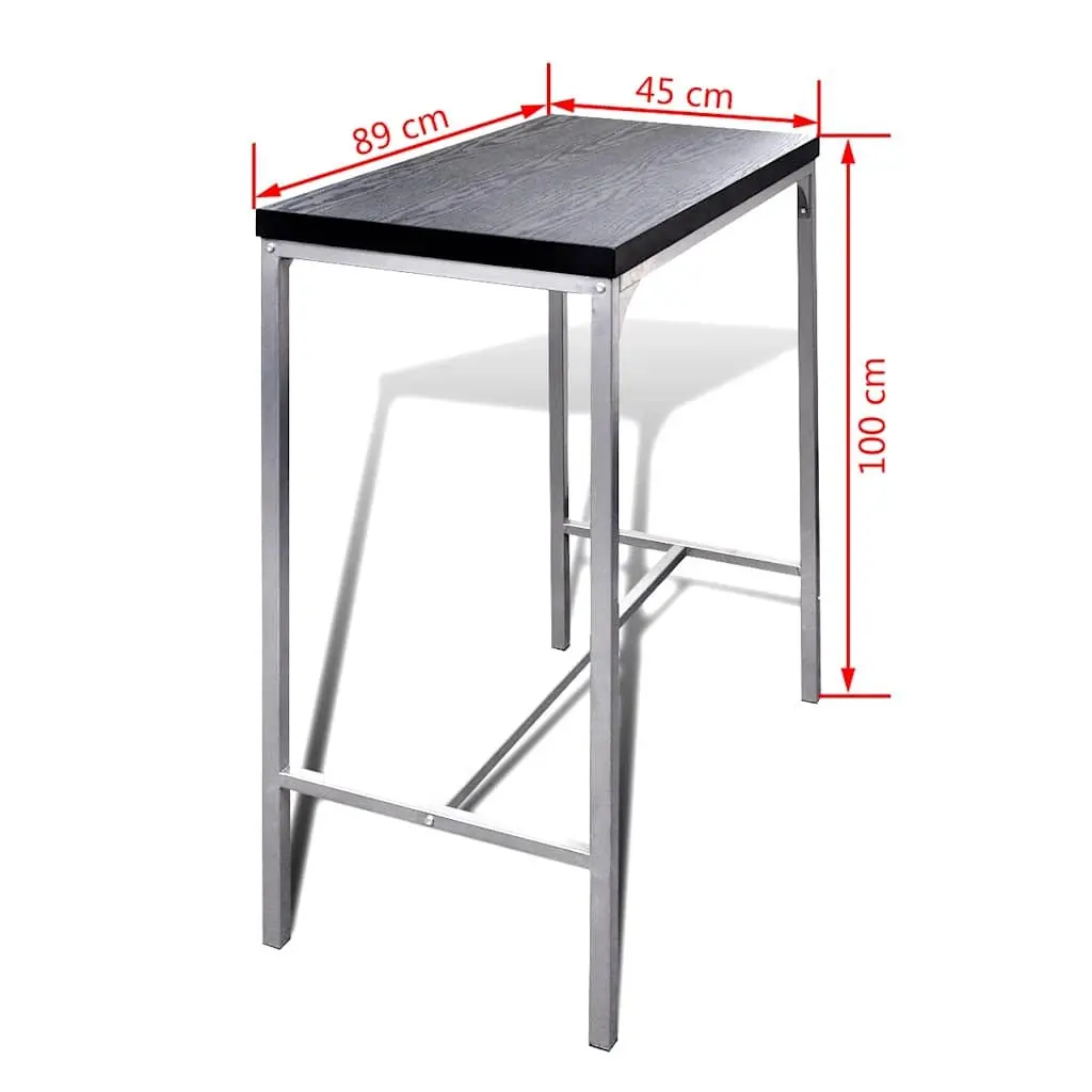 Counter Height Breakfast Bar Set Black Modern Kitchen Dining Table with 2 Stools
