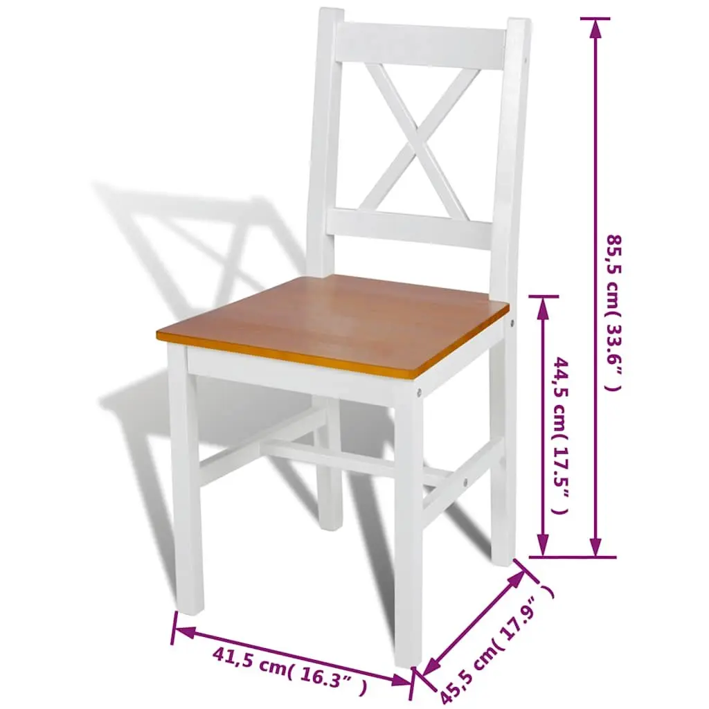 Dining Chairs Set of 4 White Kitchen Room Wooden Seat