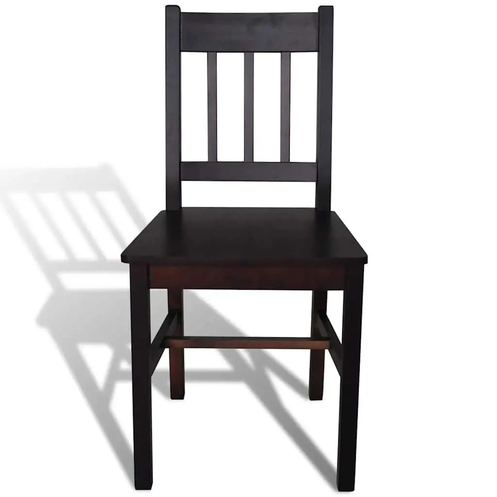 Dining Chairs Set 4 Pieces Kitchen Room Brown Wooden Seat