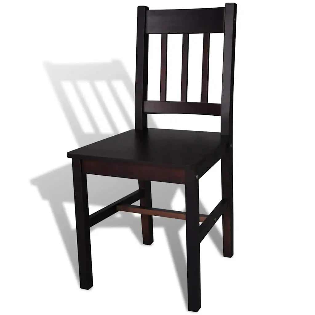 Dining Chairs Set 4 Pieces Kitchen Room Brown Wooden Seat