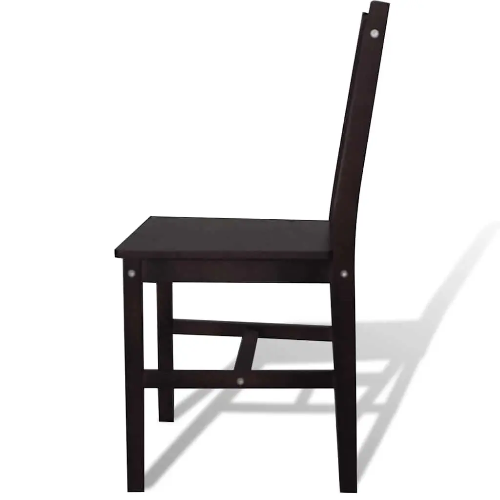 Dining Chairs Set 4 Pieces Kitchen Room Brown Wooden Seat