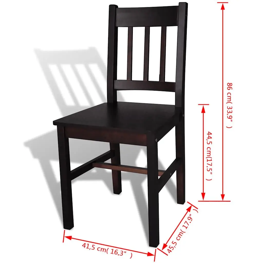 Dining Chairs Set 4 Pieces Kitchen Room Brown Wooden Seat