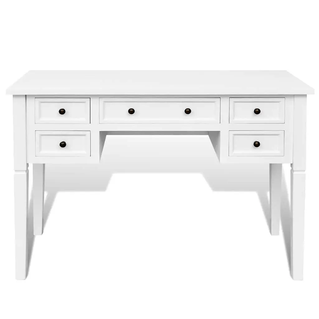 Writing Desk White 5 Drawer Storage Office Bedroom Furniture Organiser