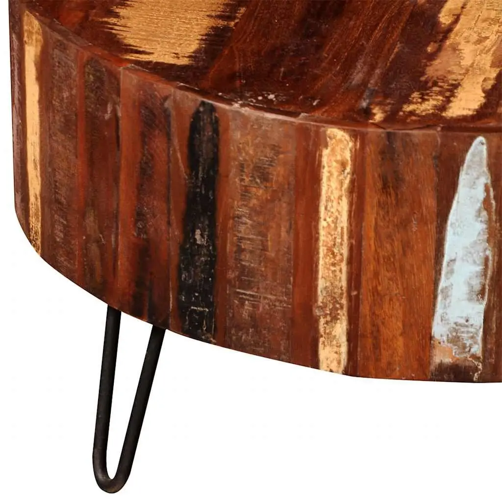 Round Solid Reclaimed Wood Coffee Table Handmade Vintage Antique Living Room