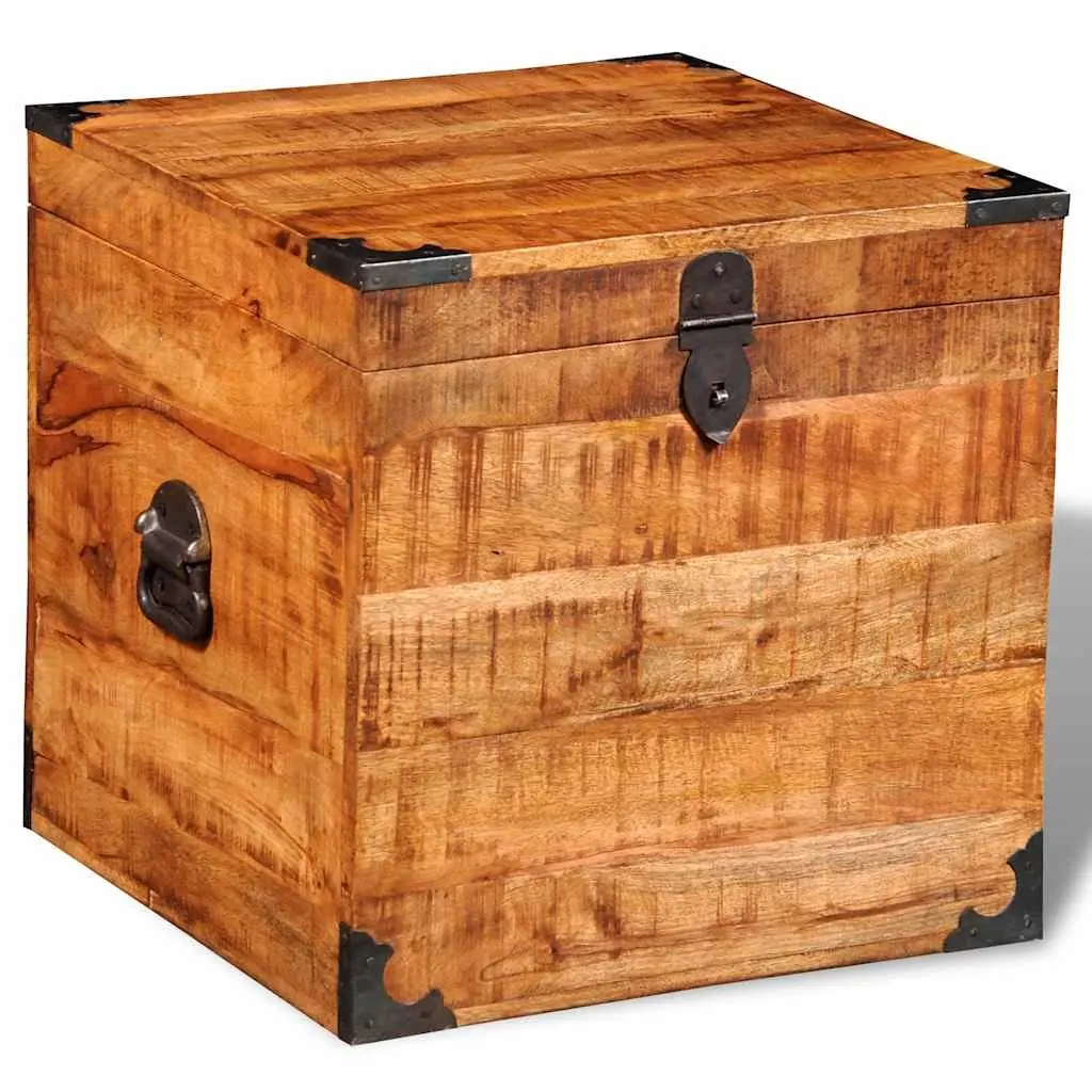 Storage Chest Cubic Rough Mango Wood Handmade Solid Wooden Cabinet Bedroom