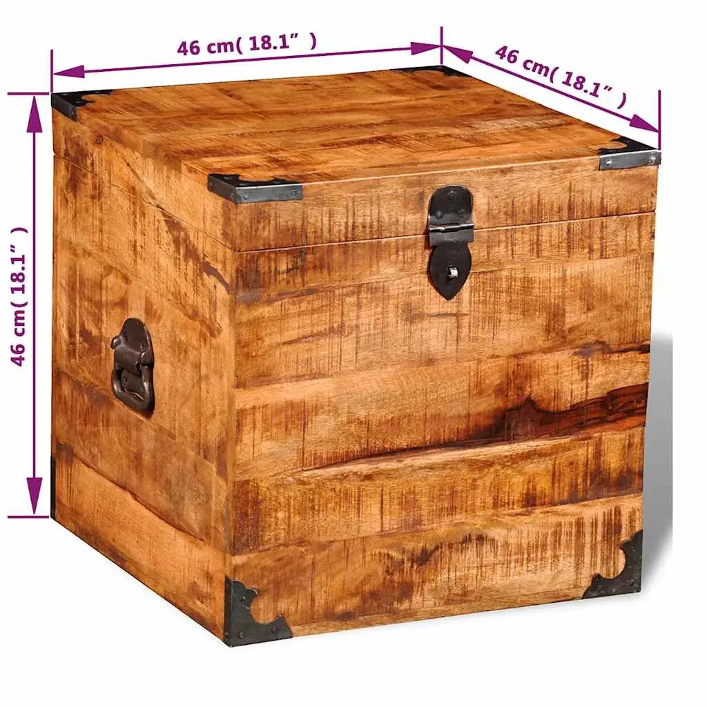 Storage Chest Cubic Rough Mango Wood Handmade Solid Wooden Cabinet Bedroom