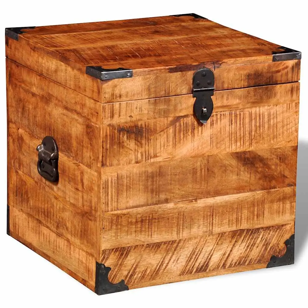 Storage Chest Cubic Rough Mango Wood Handmade Solid Wooden Cabinet Bedroom