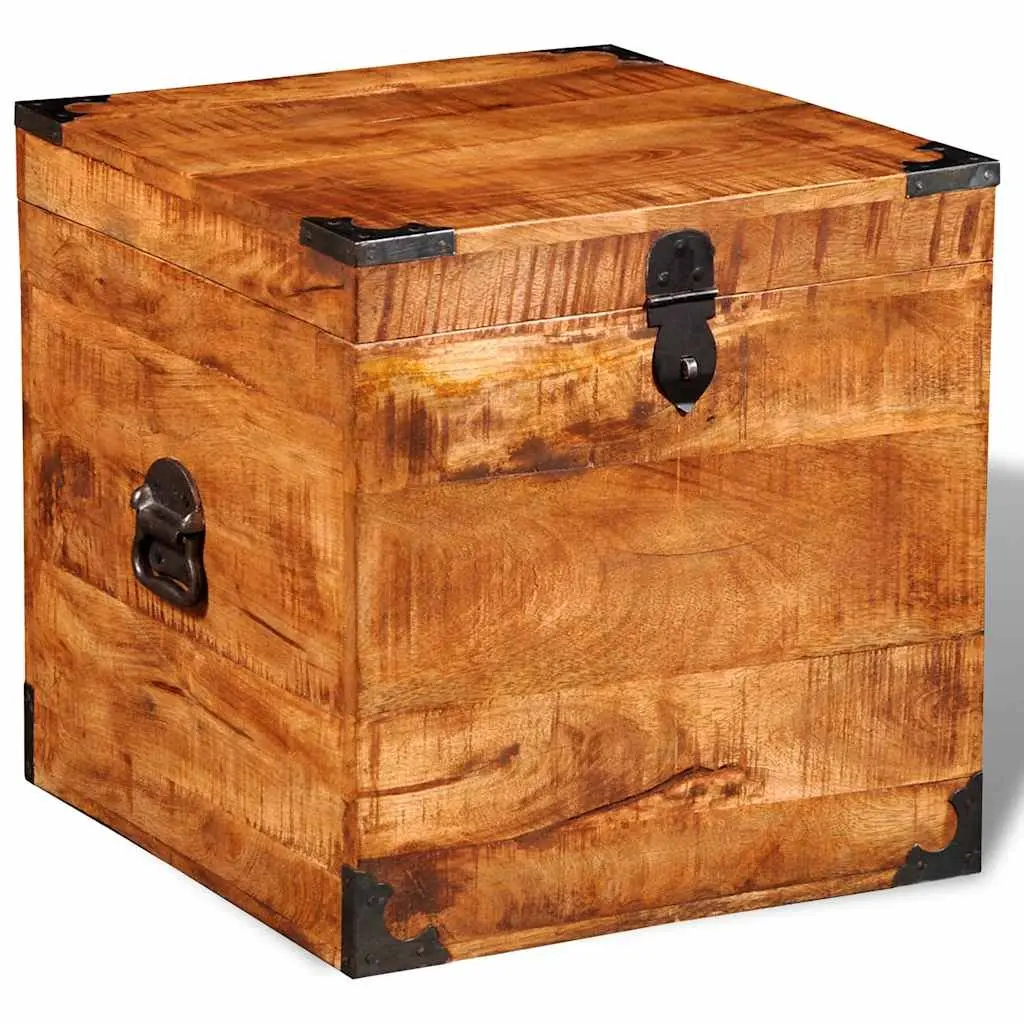 Storage Chest Cubic Rough Mango Wood Handmade Solid Wooden Cabinet Bedroom