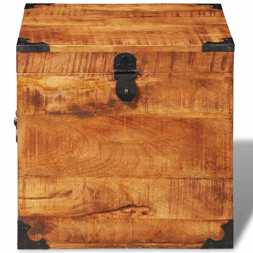 Storage Chest Cubic Rough Mango Wood Handmade Solid Wooden Cabinet Bedroom
