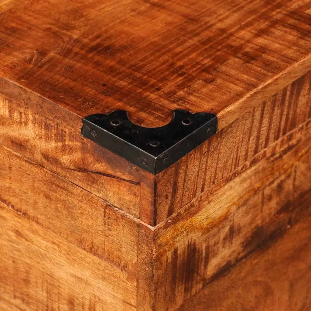 Storage Chest Cubic Rough Mango Wood Handmade Solid Wooden Cabinet Bedroom