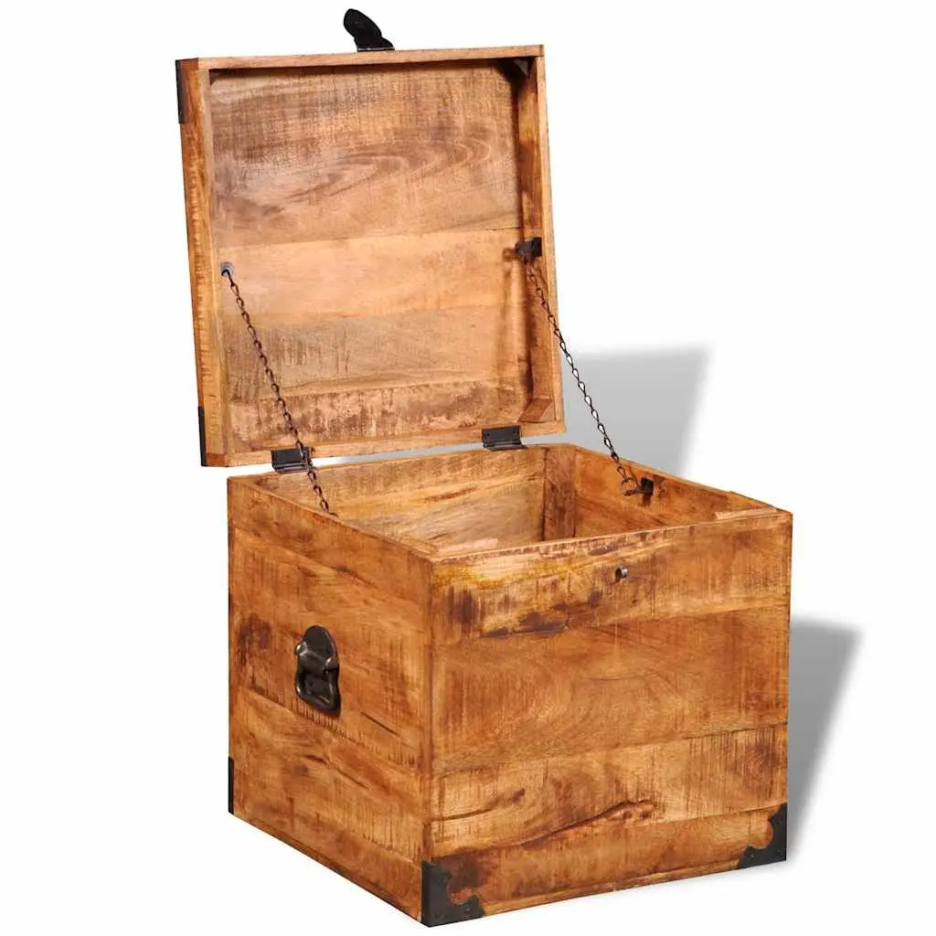 Storage Chest Cubic Rough Mango Wood Handmade Solid Wooden Cabinet Bedroom