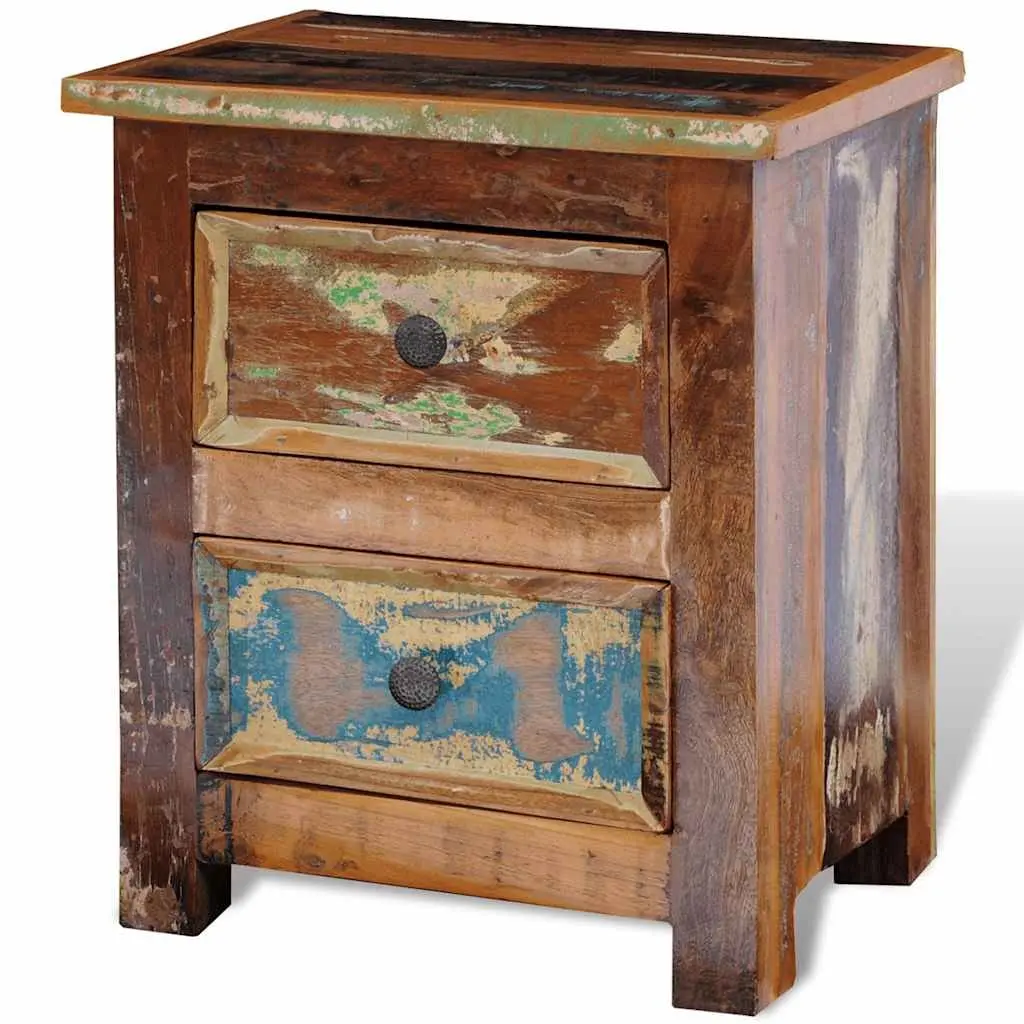 Solid Wood Bedside Table with 2 Drawers