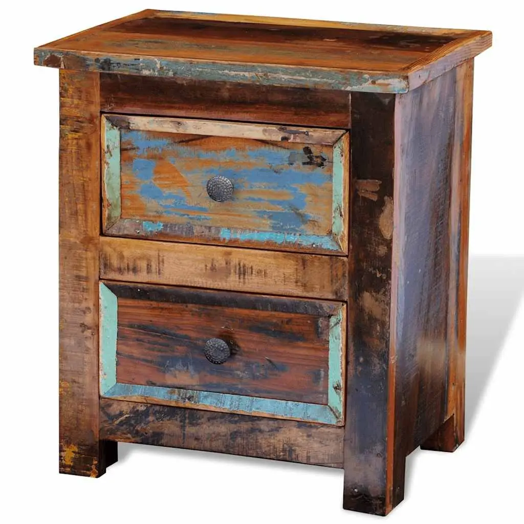 Solid Wood Bedside Table with 2 Drawers