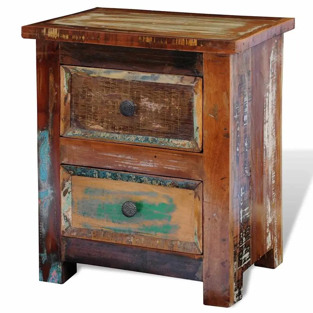 Solid Wood Bedside Table with 2 Drawers