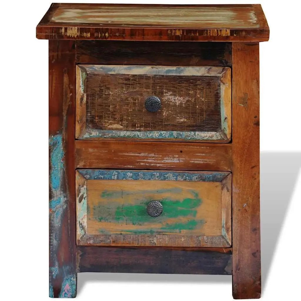 Solid Wood Bedside Table with 2 Drawers