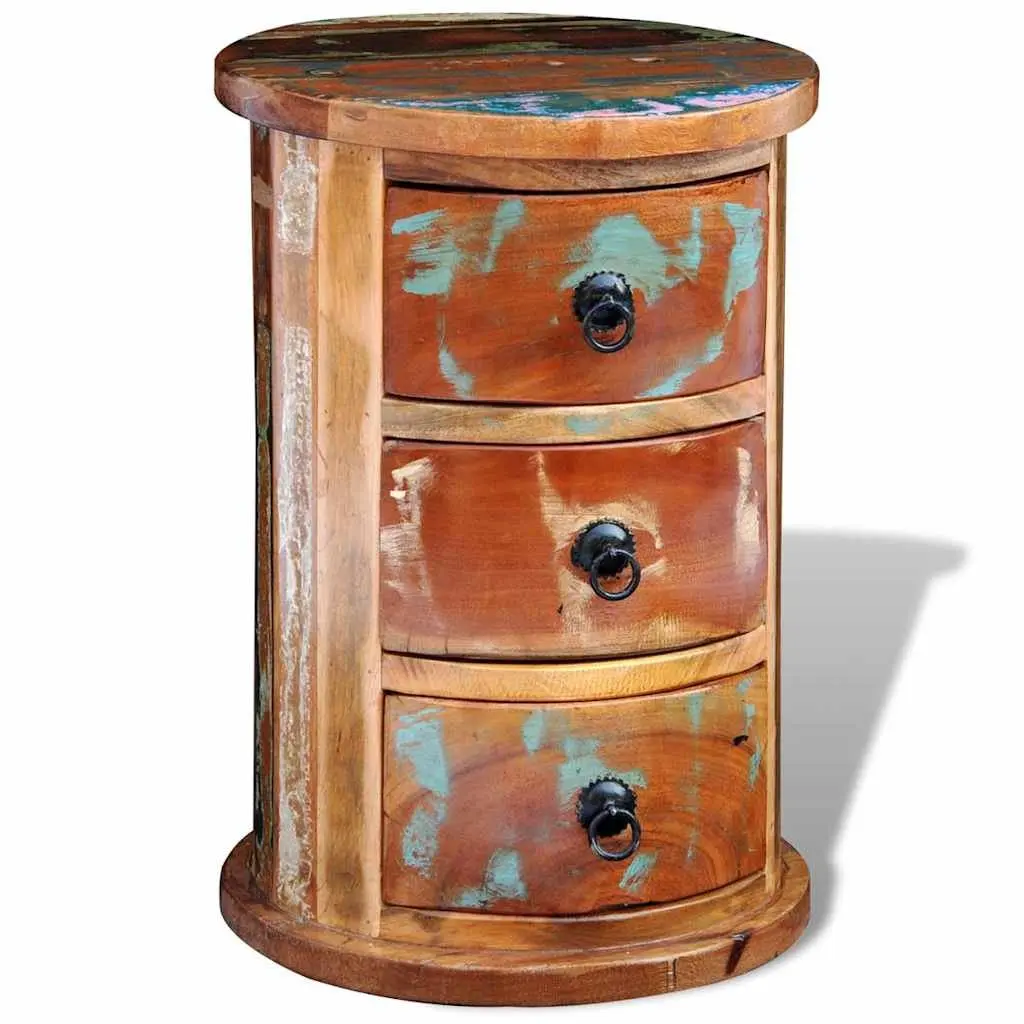 Storage Cabinet for Home 3 Drawers Reclaimed Wood Brown Antique Style