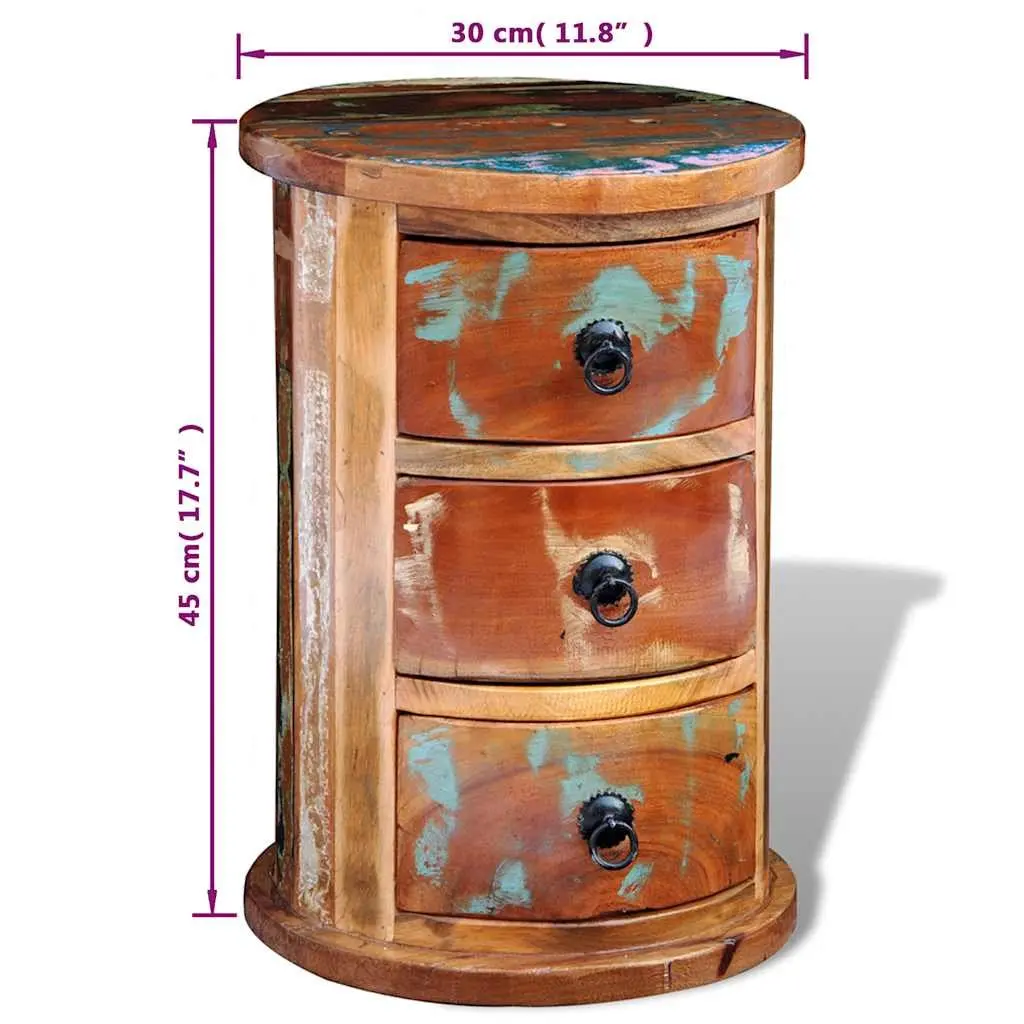 Storage Cabinet for Home 3 Drawers Reclaimed Wood Brown Antique Style