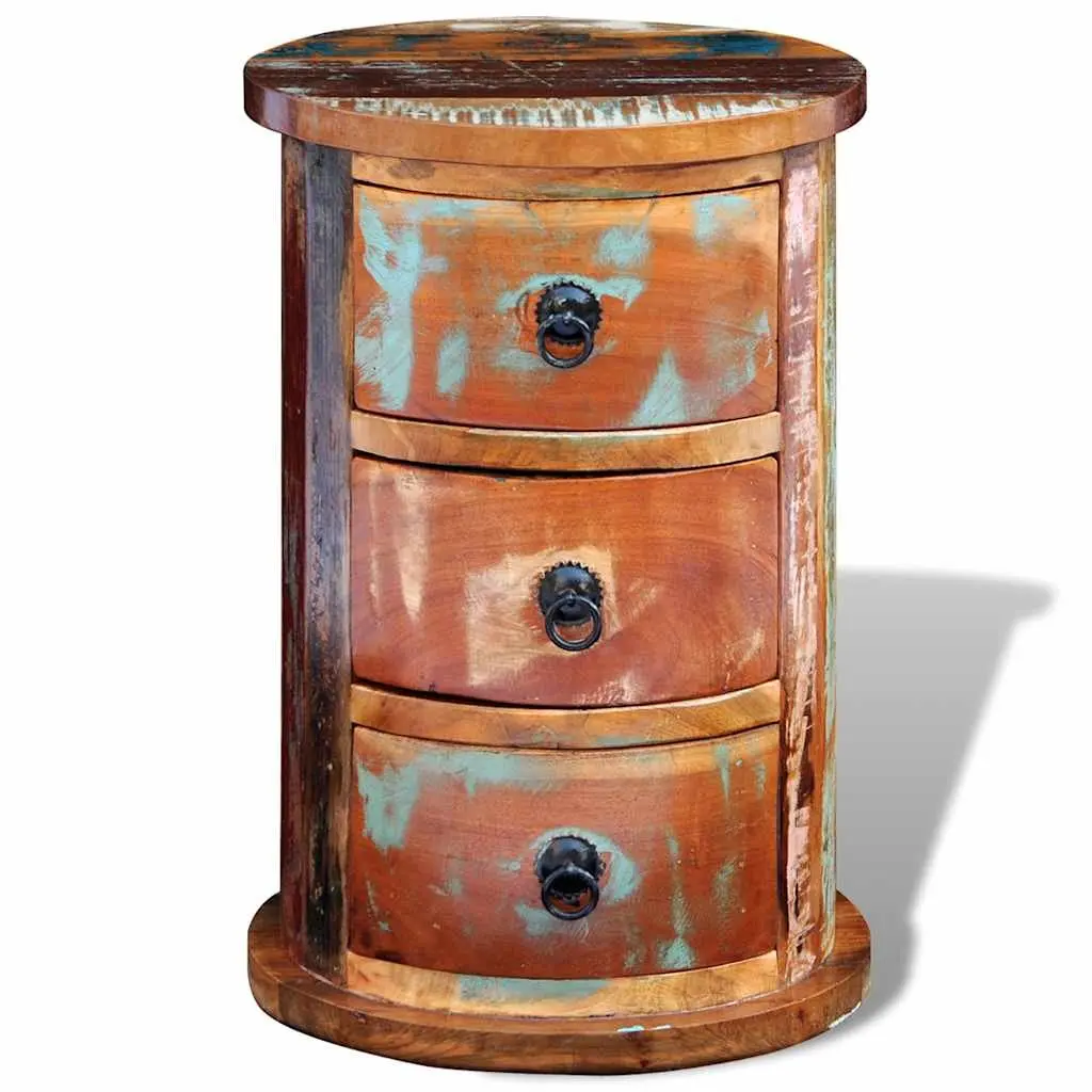 Storage Cabinet for Home 3 Drawers Reclaimed Wood Brown Antique Style