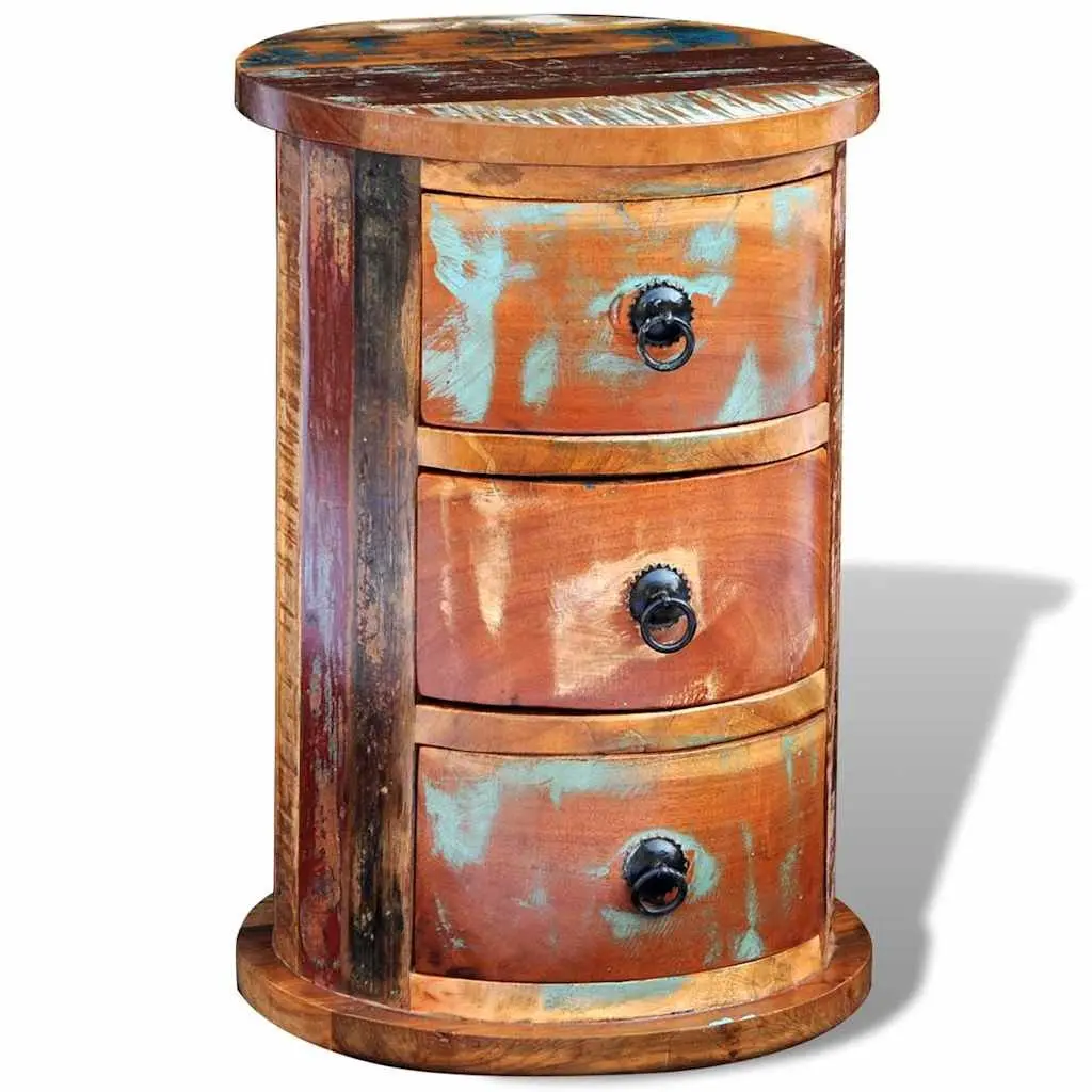 Storage Cabinet for Home 3 Drawers Reclaimed Wood Brown Antique Style