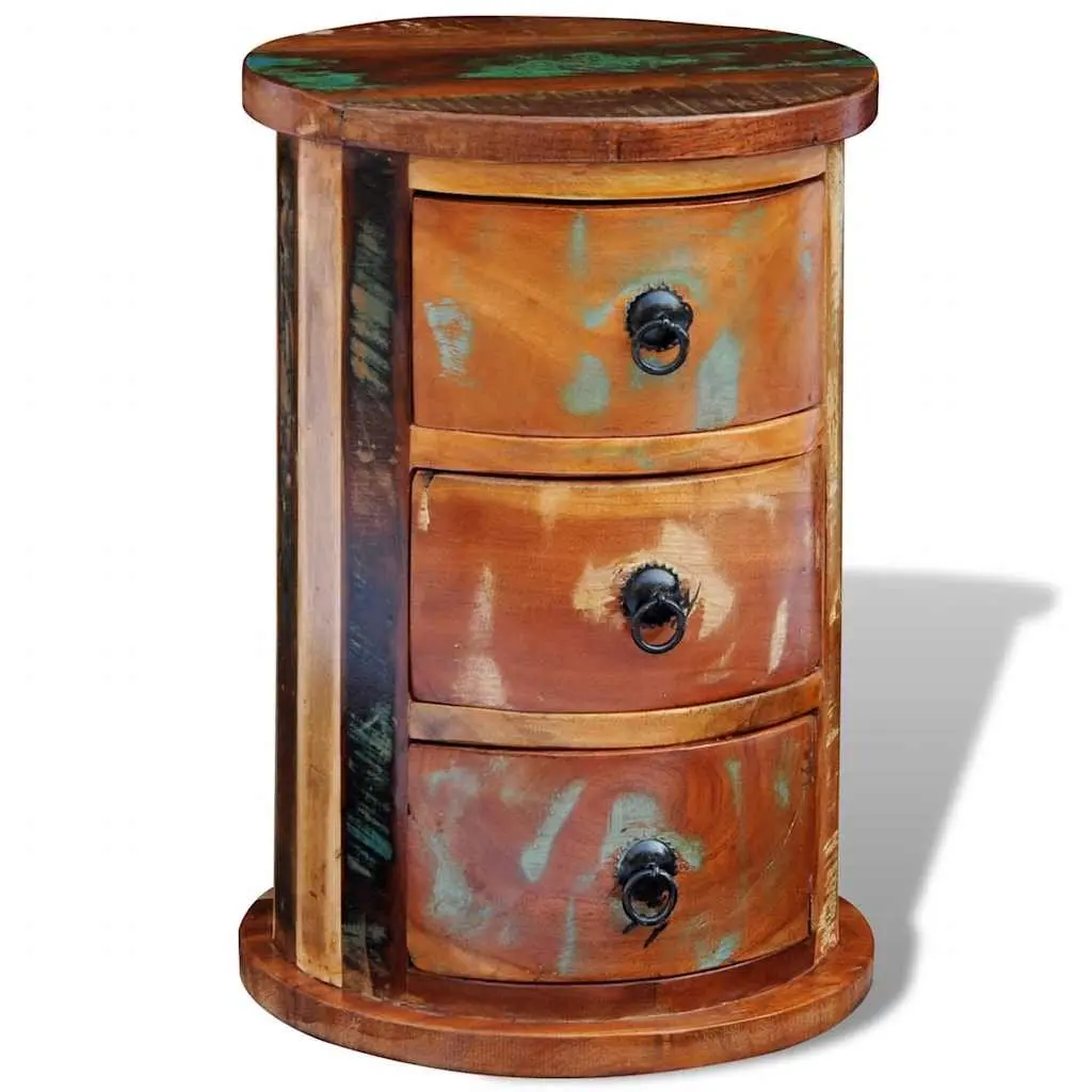 Storage Cabinet for Home 3 Drawers Reclaimed Wood Brown Antique Style
