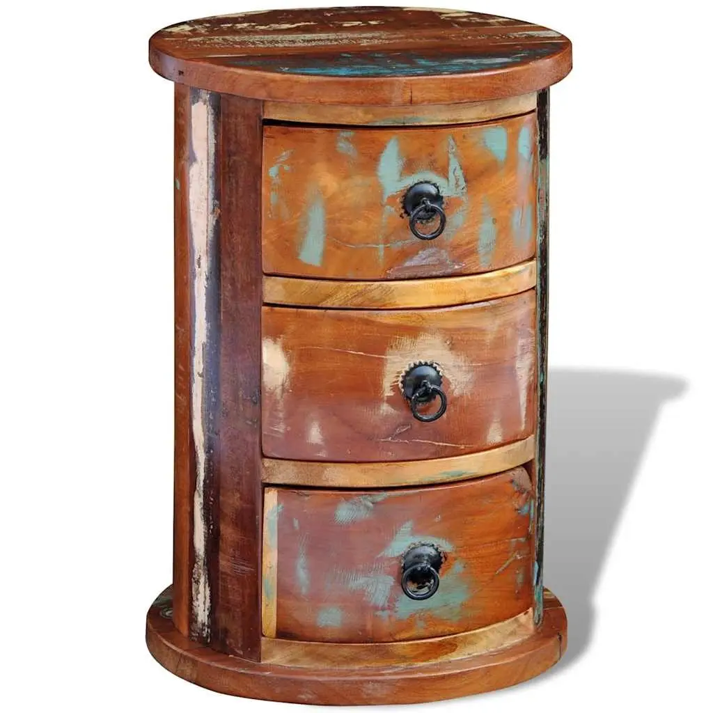 Storage Cabinet for Home 3 Drawers Reclaimed Wood Brown Antique Style