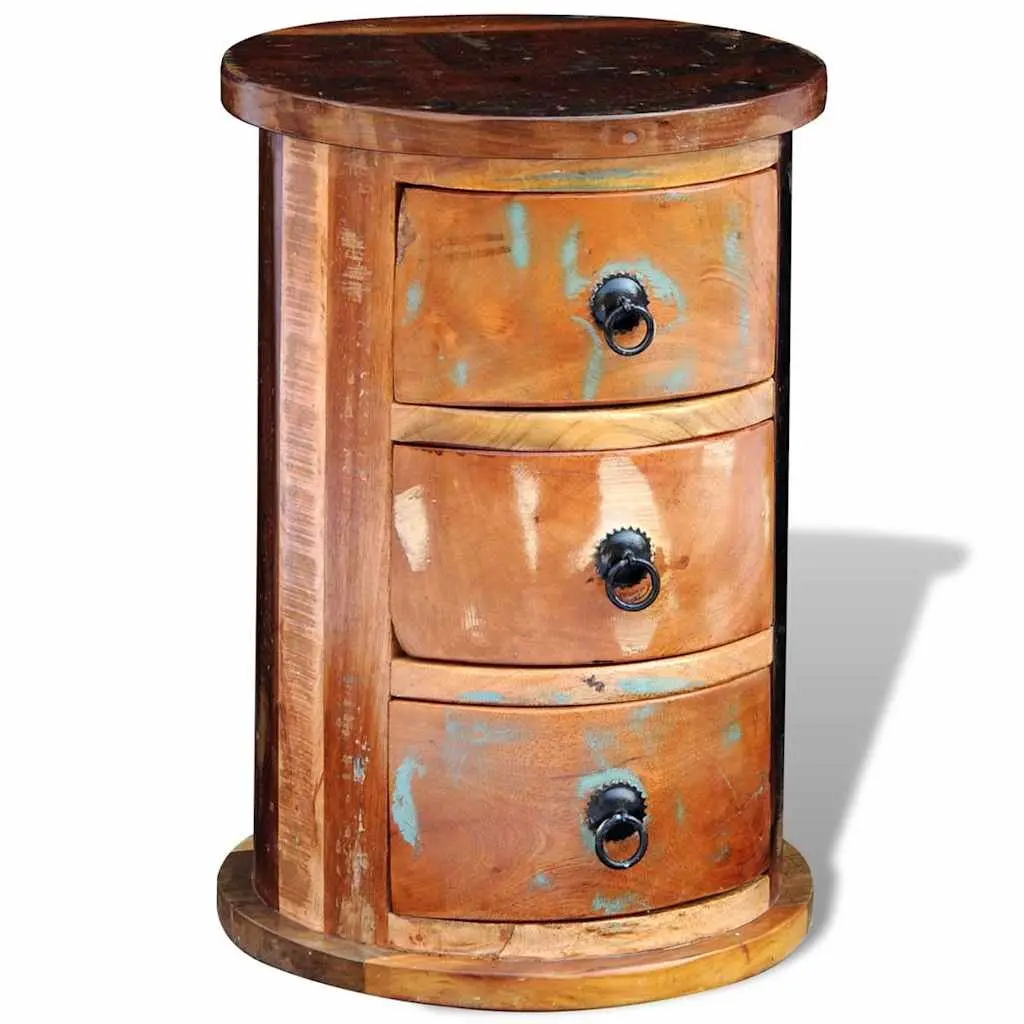 Storage Cabinet for Home 3 Drawers Reclaimed Wood Brown Antique Style