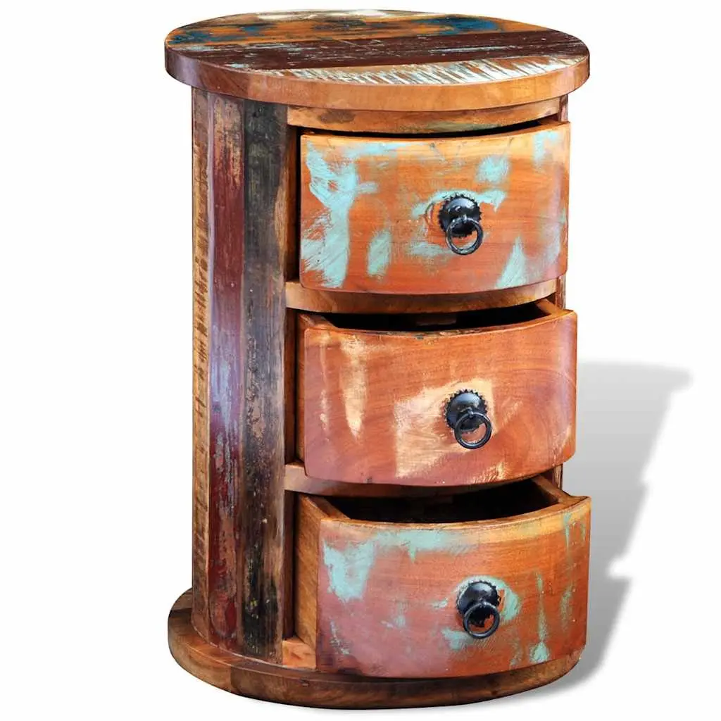 Storage Cabinet for Home 3 Drawers Reclaimed Wood Brown Antique Style