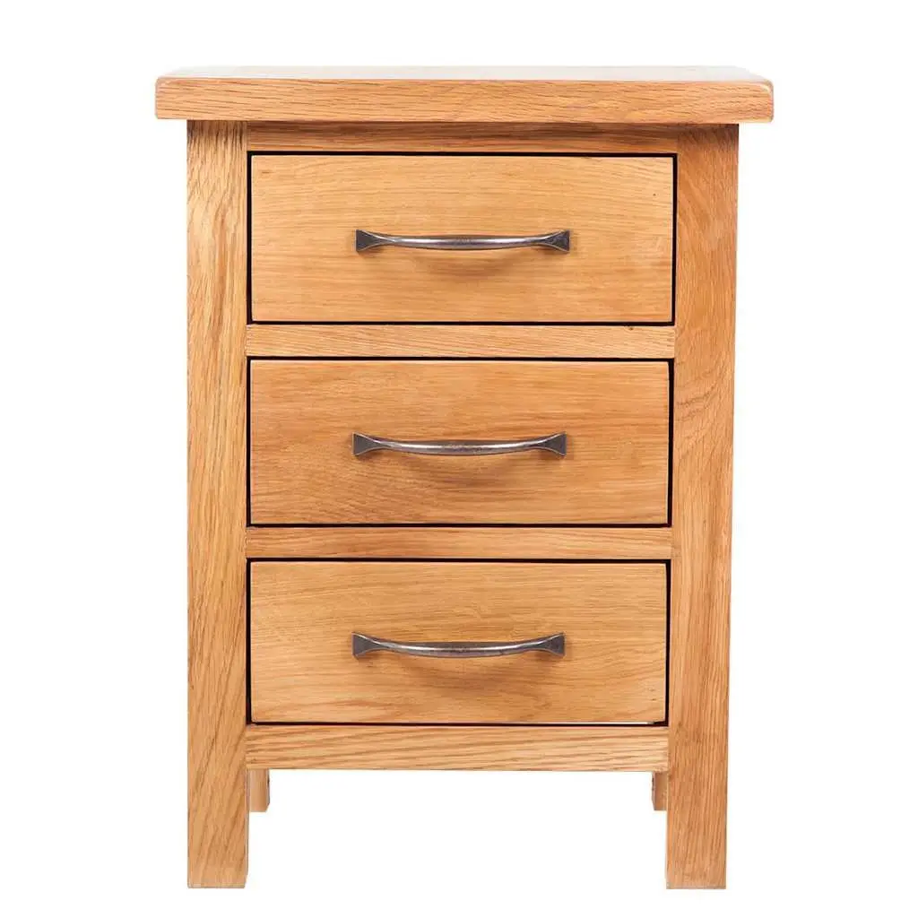 Bedside Table 3 Drawer Nightstand Brown Wooden Storage Bedroom Furniture