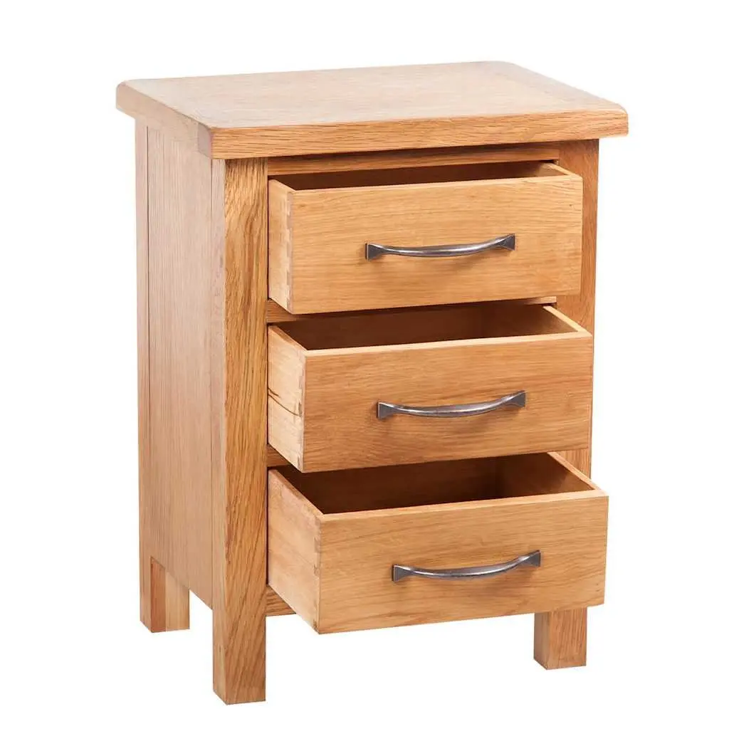Bedside Table 3 Drawer Nightstand Brown Wooden Storage Bedroom Furniture