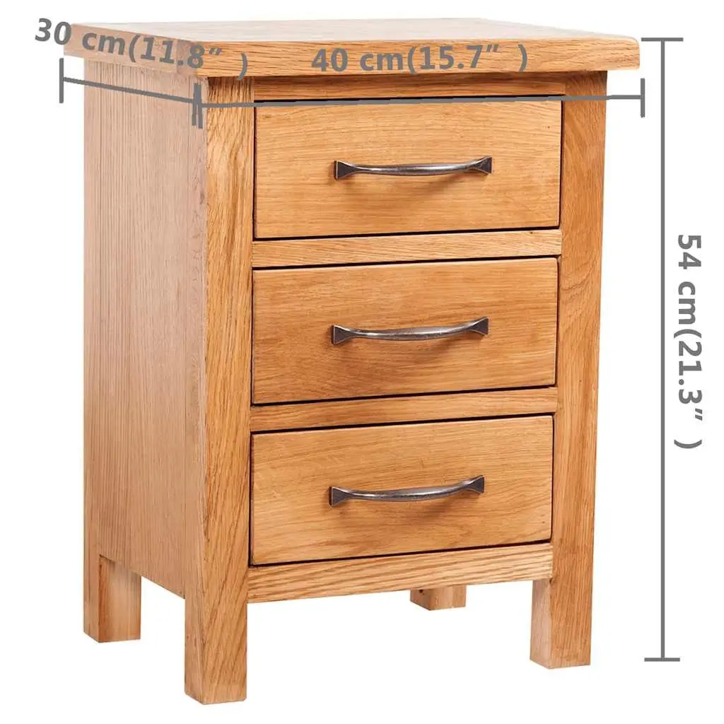 Bedside Table 3 Drawer Nightstand Brown Wooden Storage Bedroom Furniture