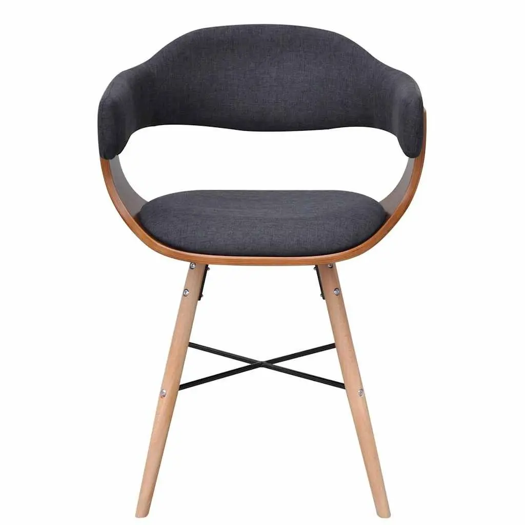 Dining Chairs for Dining Room 2 pcs Grey Fabric Upholstered Bent Wood Frame with Armrests