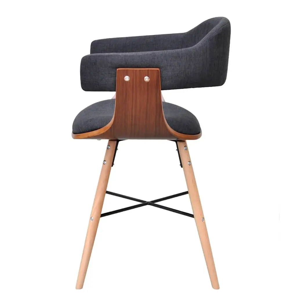 Dining Chairs for Dining Room 2 pcs Grey Fabric Upholstered Bent Wood Frame with Armrests