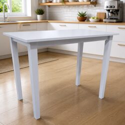 Wooden Bar Table White Kitchen Dining Room Console Tall Accent Furniture