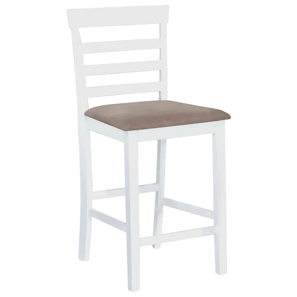 Set of 2 White Fabric Bar Stools with Padded Seats