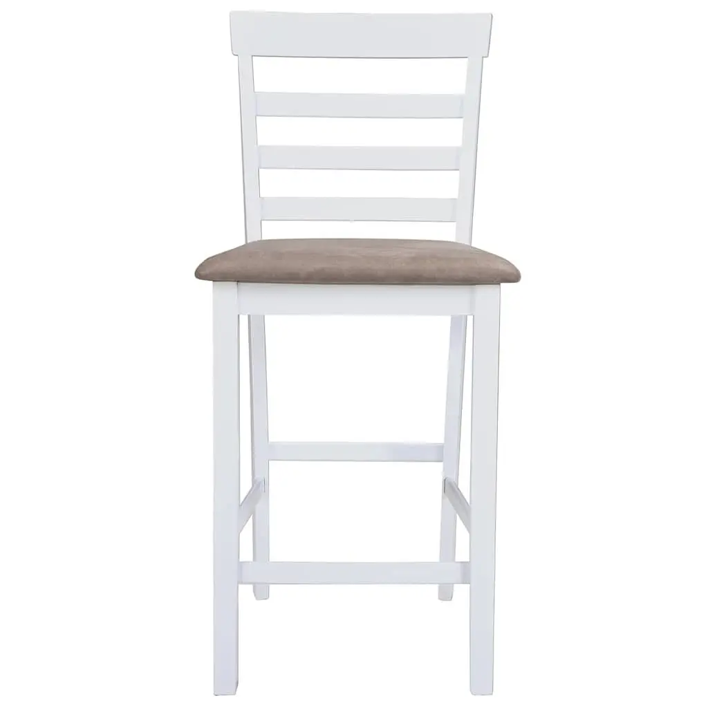 Set of 2 White Fabric Bar Stools with Padded Seats