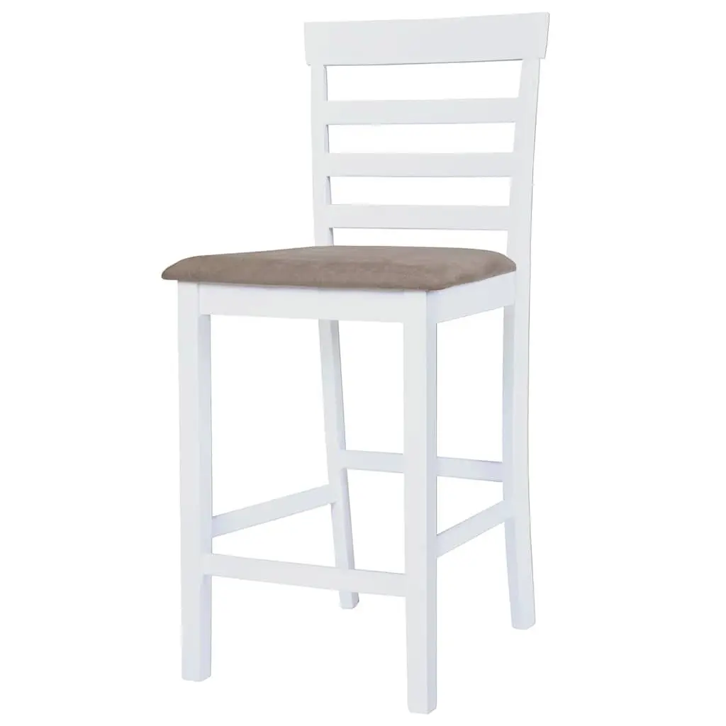 Set of 2 White Fabric Bar Stools with Padded Seats