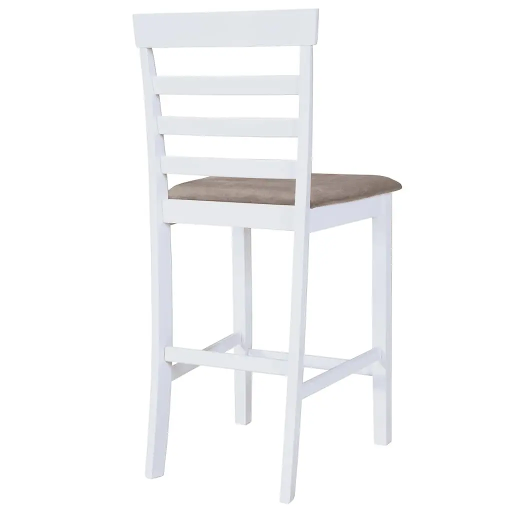 Set of 2 White Fabric Bar Stools with Padded Seats