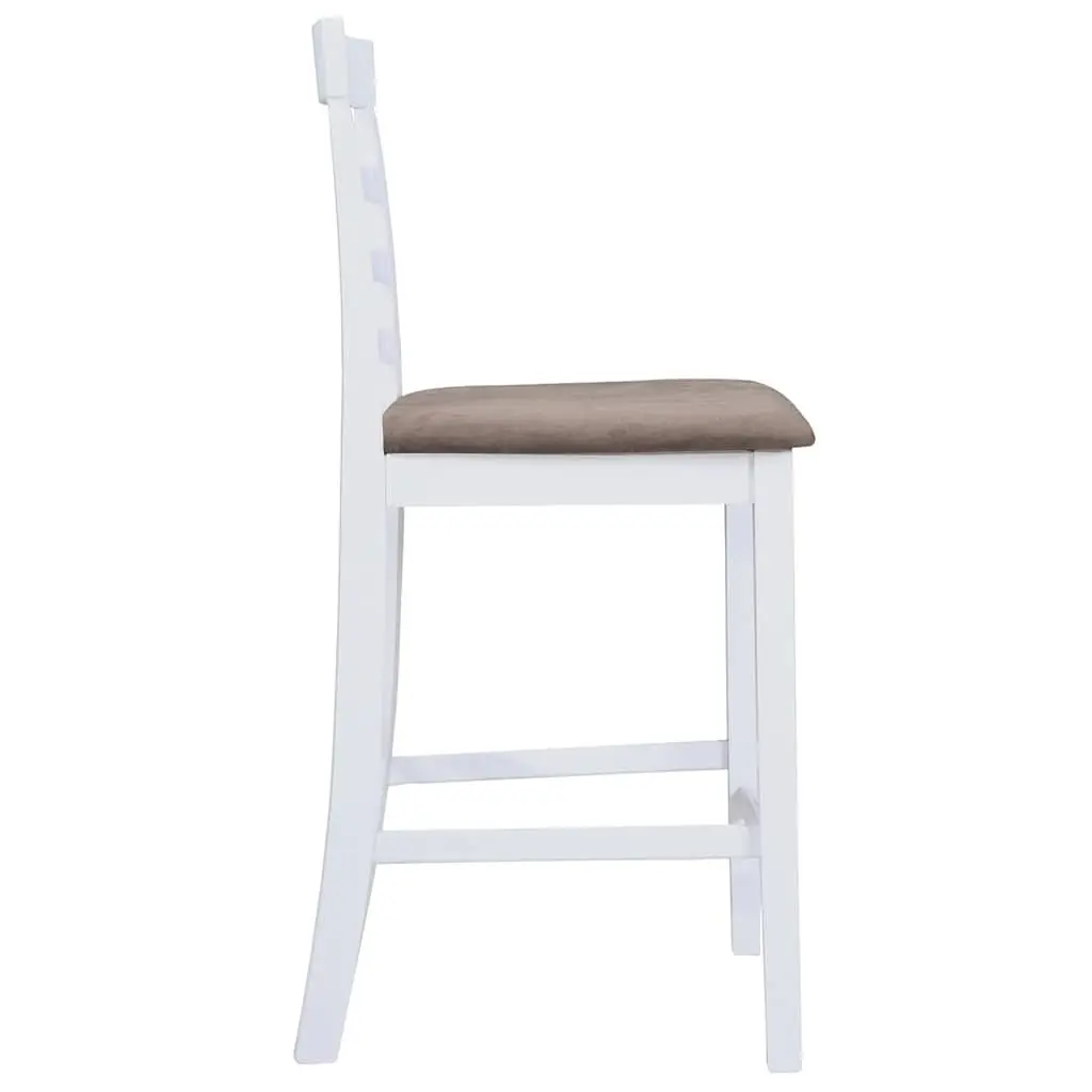Set of 2 White Fabric Bar Stools with Padded Seats