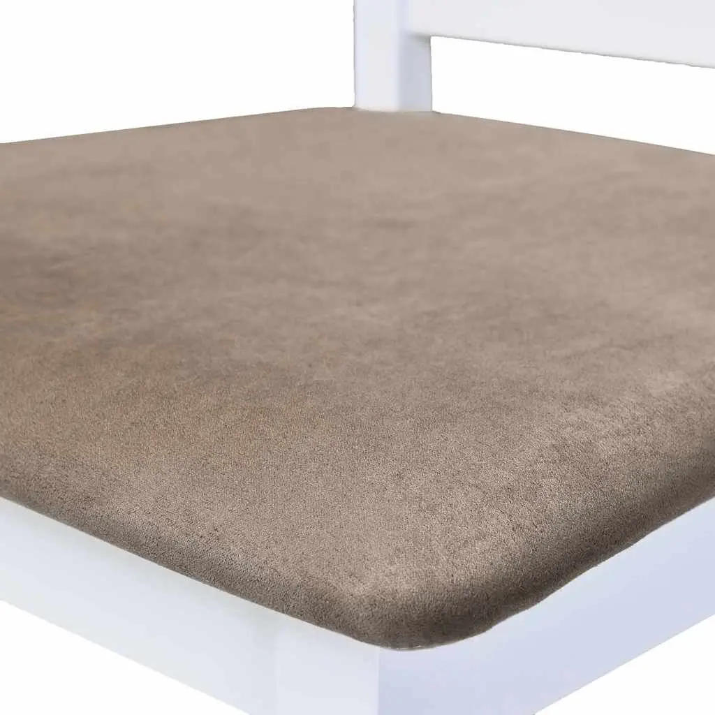 Set of 2 White Fabric Bar Stools with Padded Seats