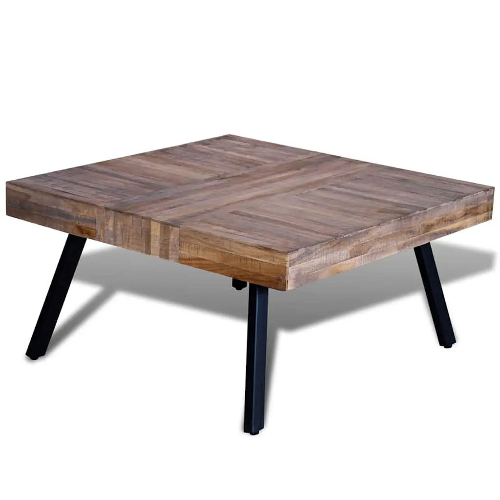 Coffee Table Square Living Room Reclaimed Teak Wood Brown