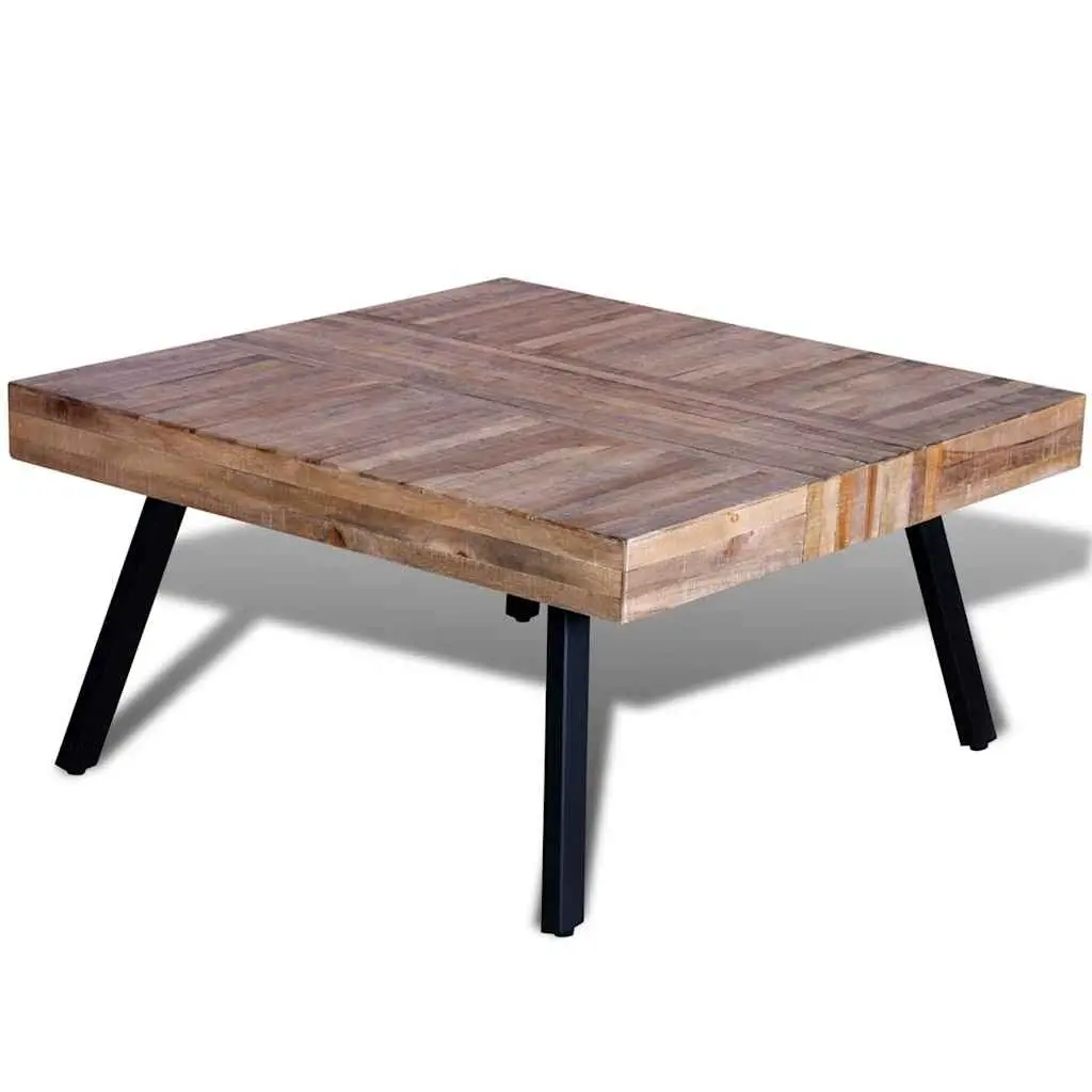 Coffee Table Square Living Room Reclaimed Teak Wood Brown