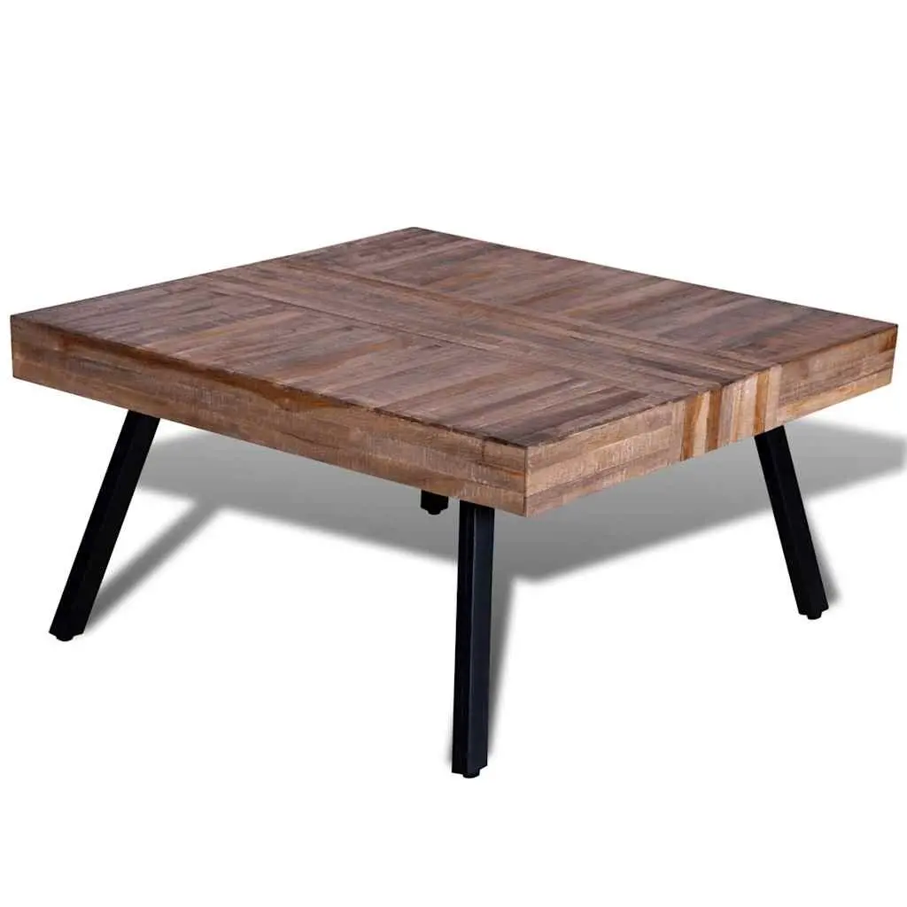 Coffee Table Square Living Room Reclaimed Teak Wood Brown