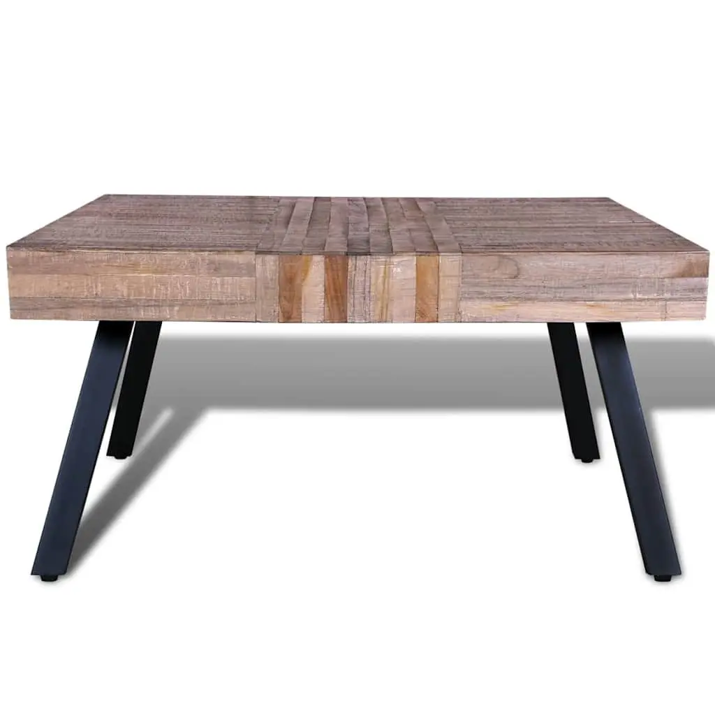 Coffee Table Square Living Room Reclaimed Teak Wood Brown