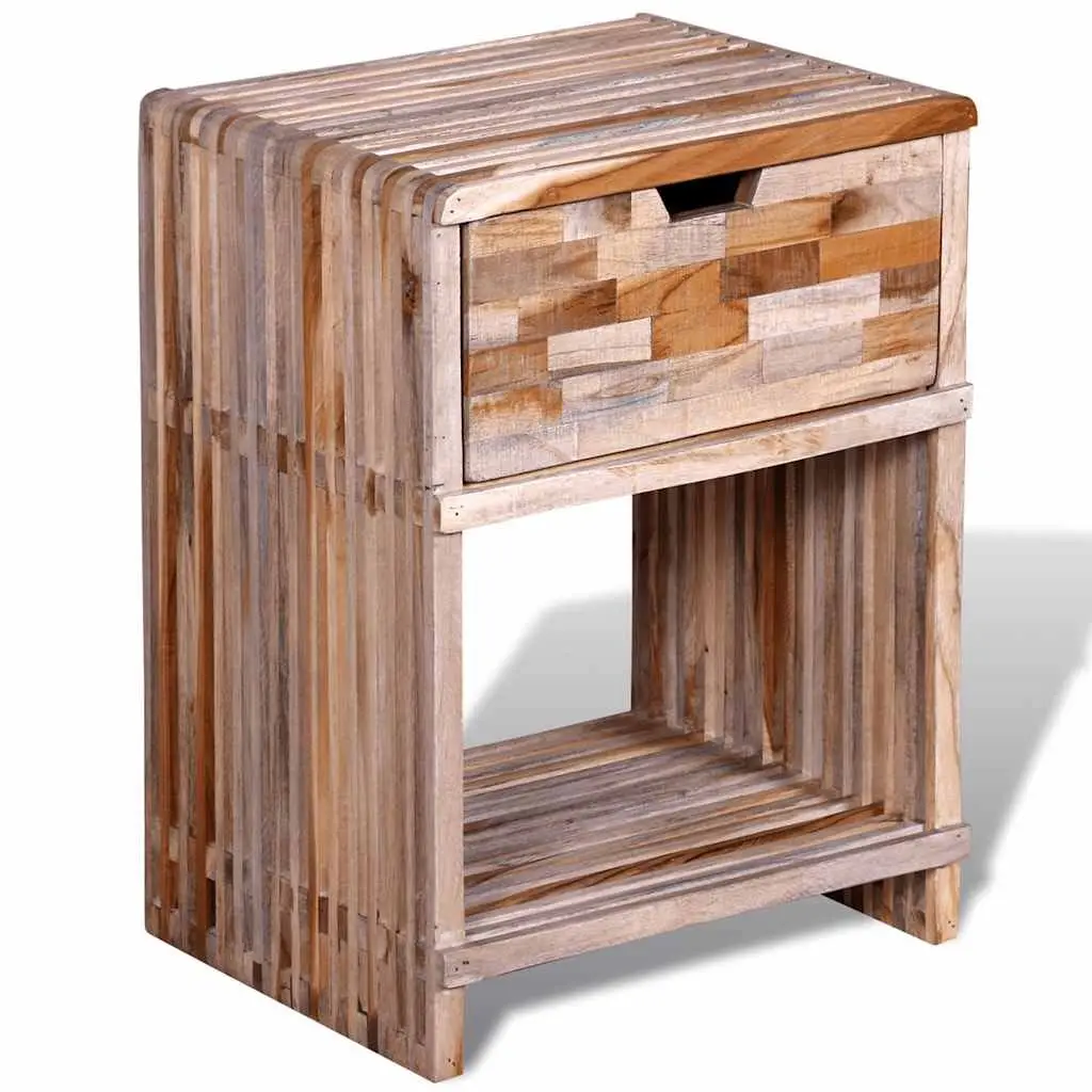 Bedside Table Bedroom Brown Wooden Nightstand with Drawer Storage
