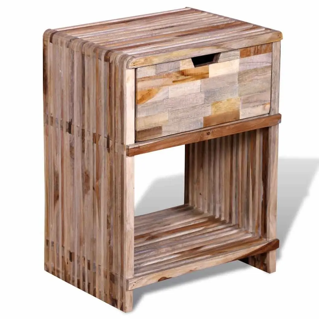 Bedside Table Bedroom Brown Wooden Nightstand with Drawer Storage
