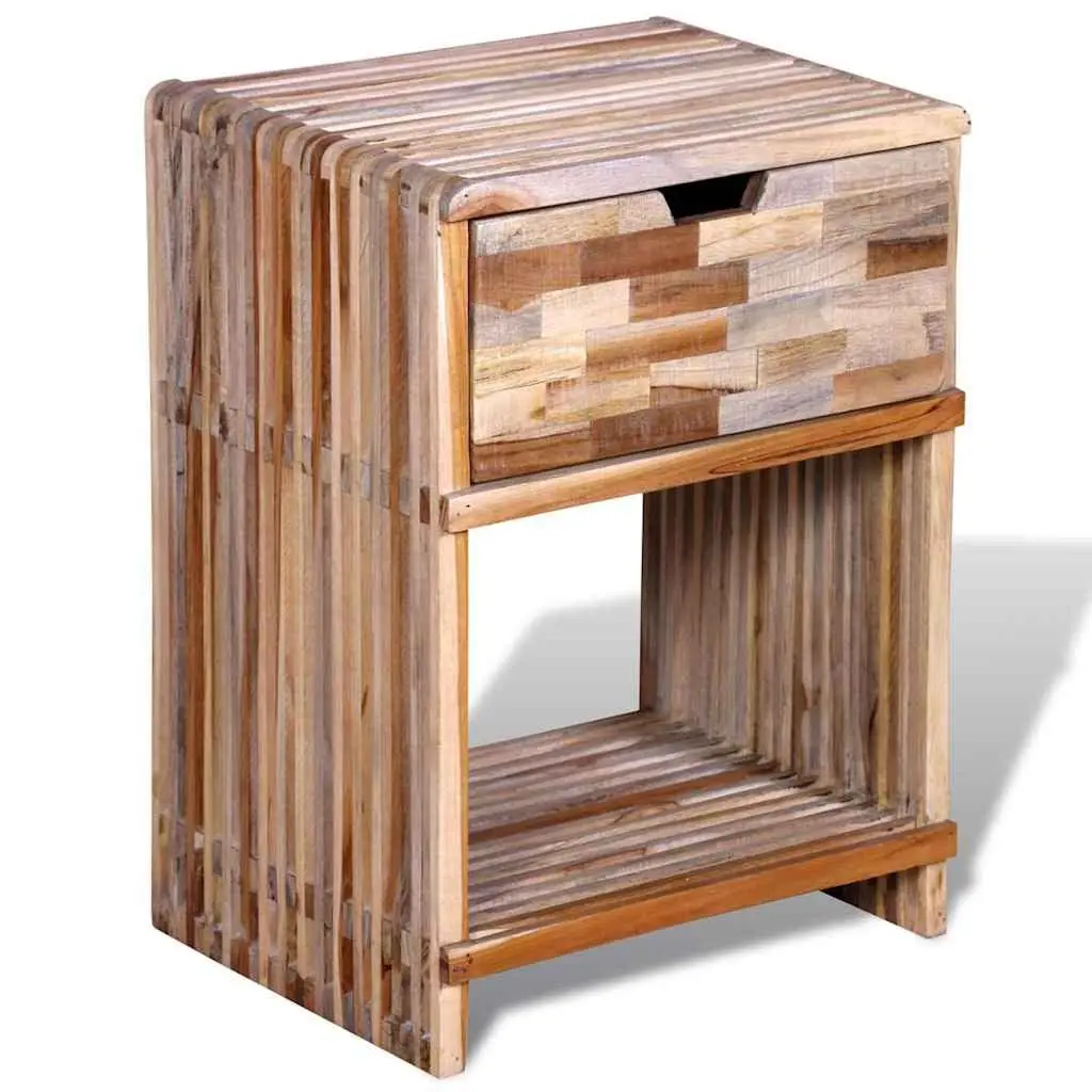 Bedside Table Bedroom Brown Wooden Nightstand with Drawer Storage