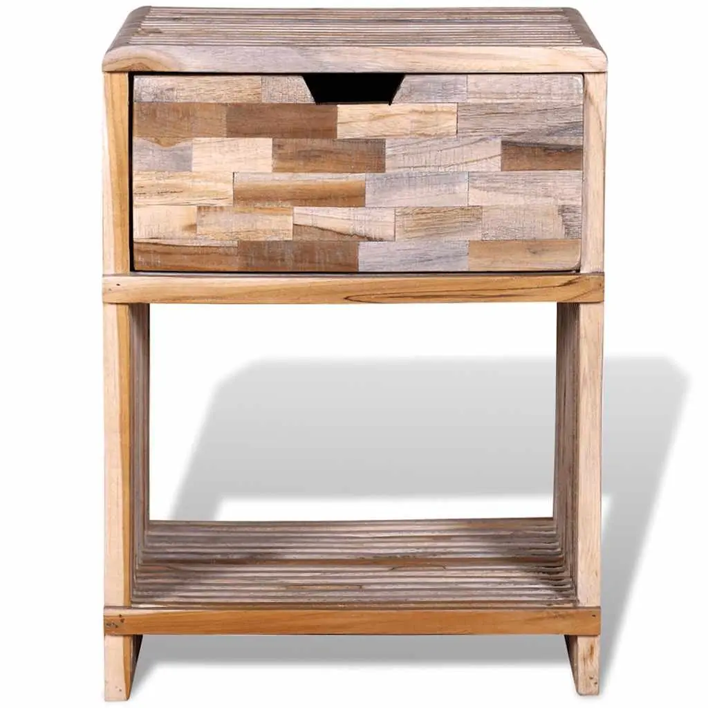 Bedside Table Bedroom Brown Wooden Nightstand with Drawer Storage